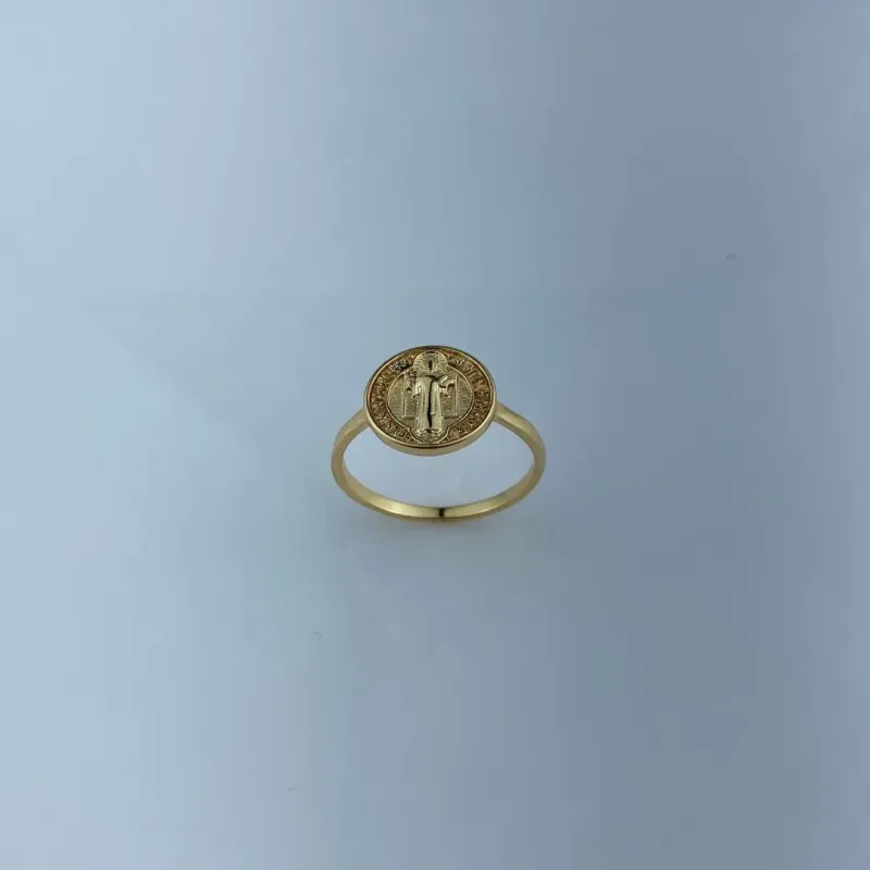 Anel São Bento Folheado a Ouro 18k