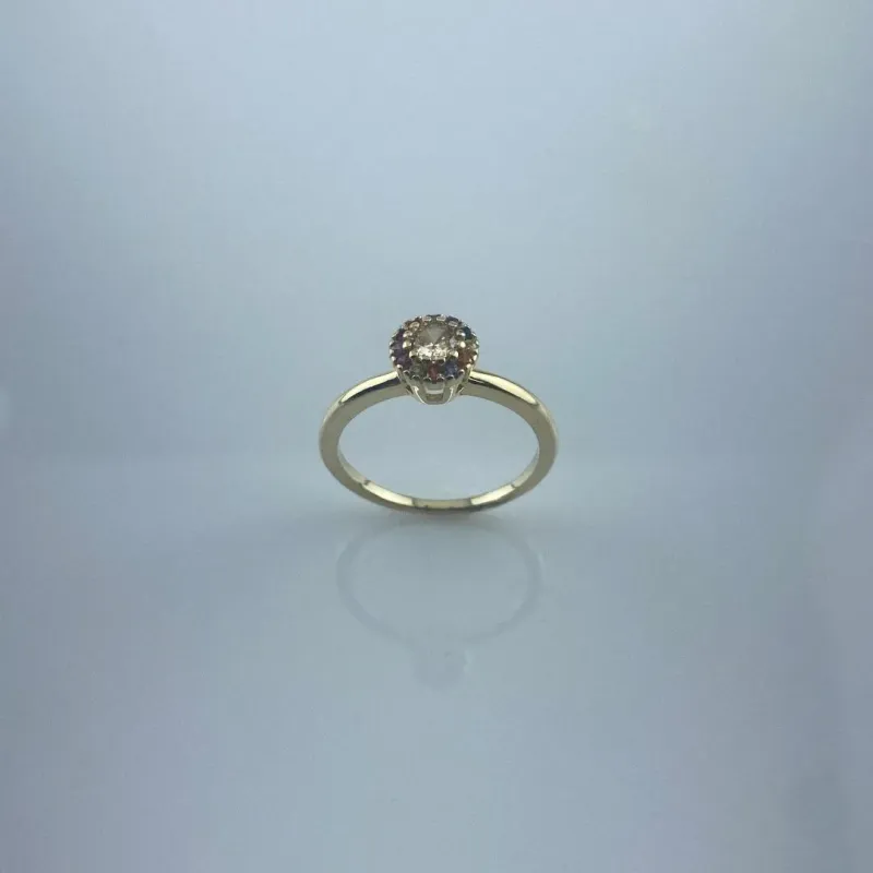 Anel Solitário Chuveirinho com Microzircônia Folheado a Ouro 18k