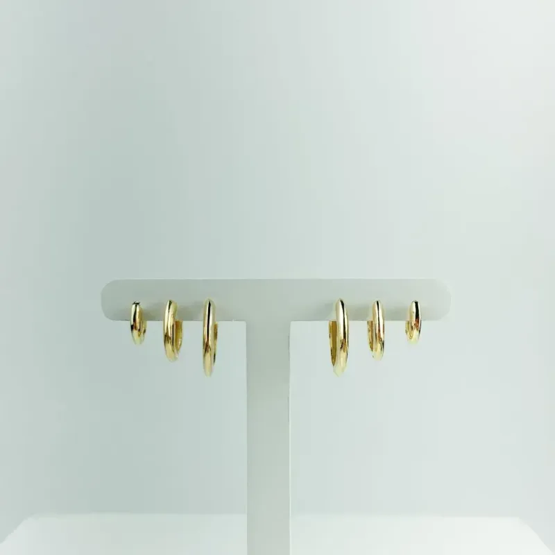 Brinco Trio de Argolas Lisas Folheado a Ouro 18k