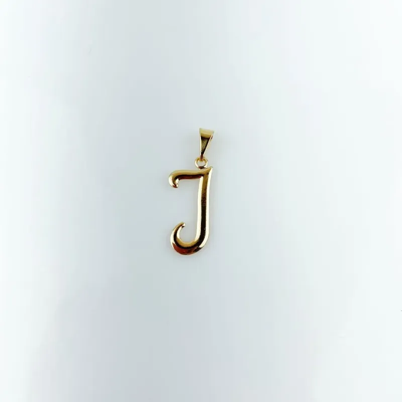Pingente Letra J Folheado a Ouro 18k