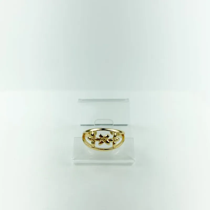 Anel Ajustável Flores Folheado a Ouro 18k