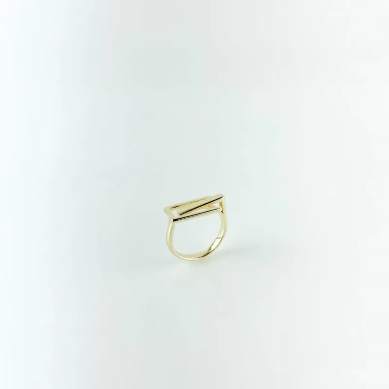 Anel Geométrico Folheado a Ouro 18k