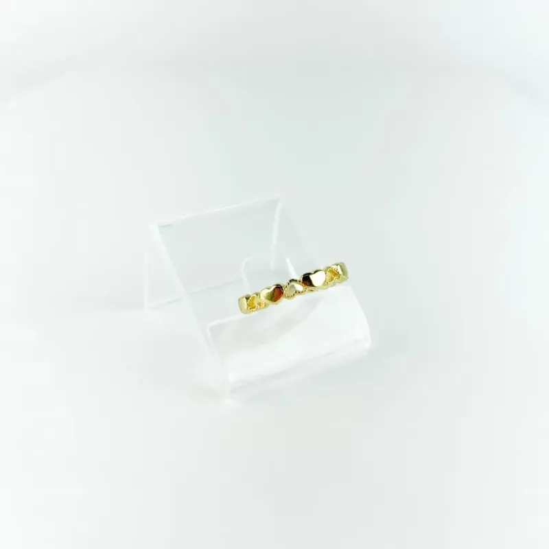 Anel Corações Folheado a Ouro 18k