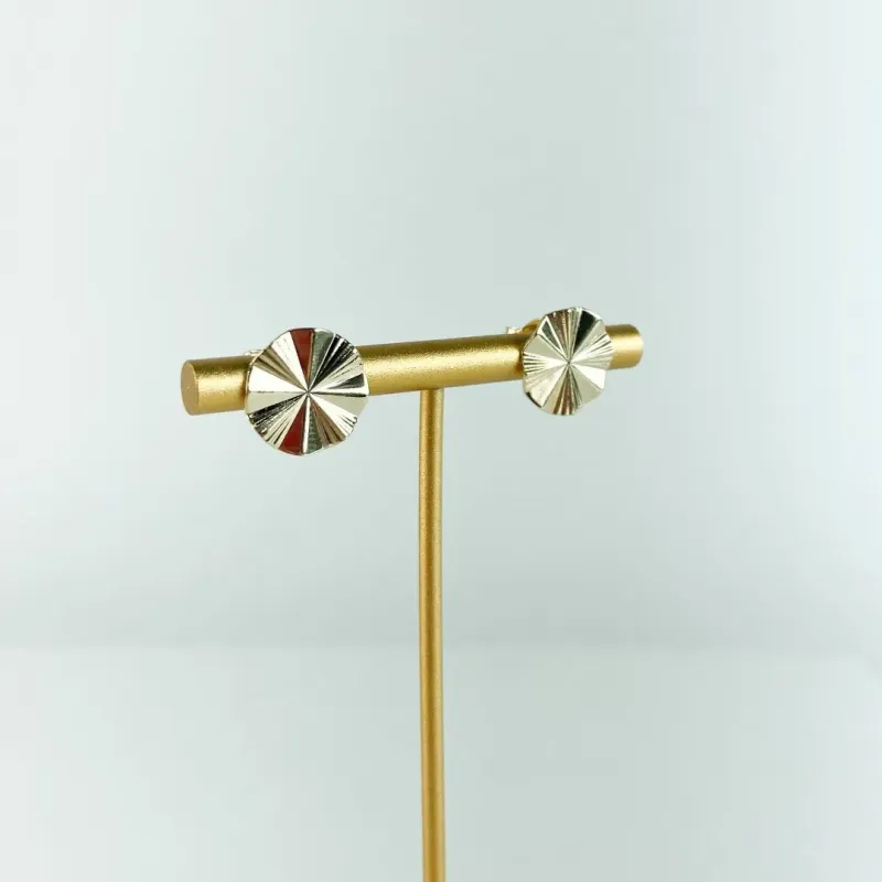 Brinco Fuxico Orgânico Redondo Martelado Folheado a Ouro 18k
