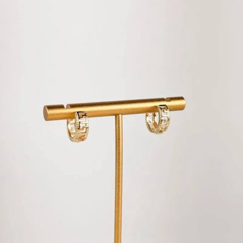 Brinco Argola Desenhada Folheado a Ouro 18k
