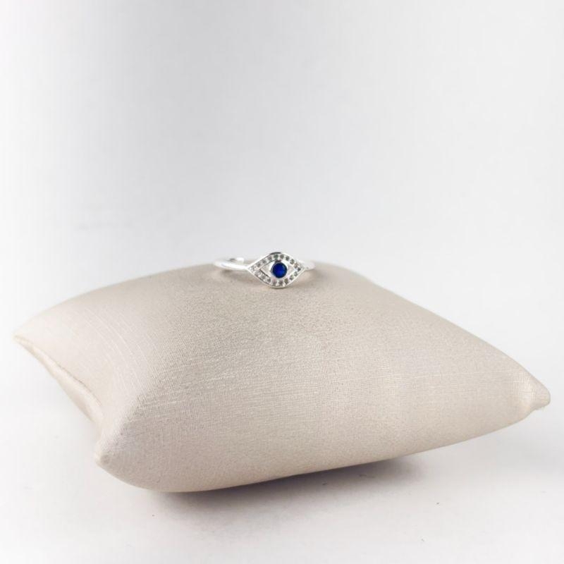 Anel Ajustável Olho Grego Folheado a Prata