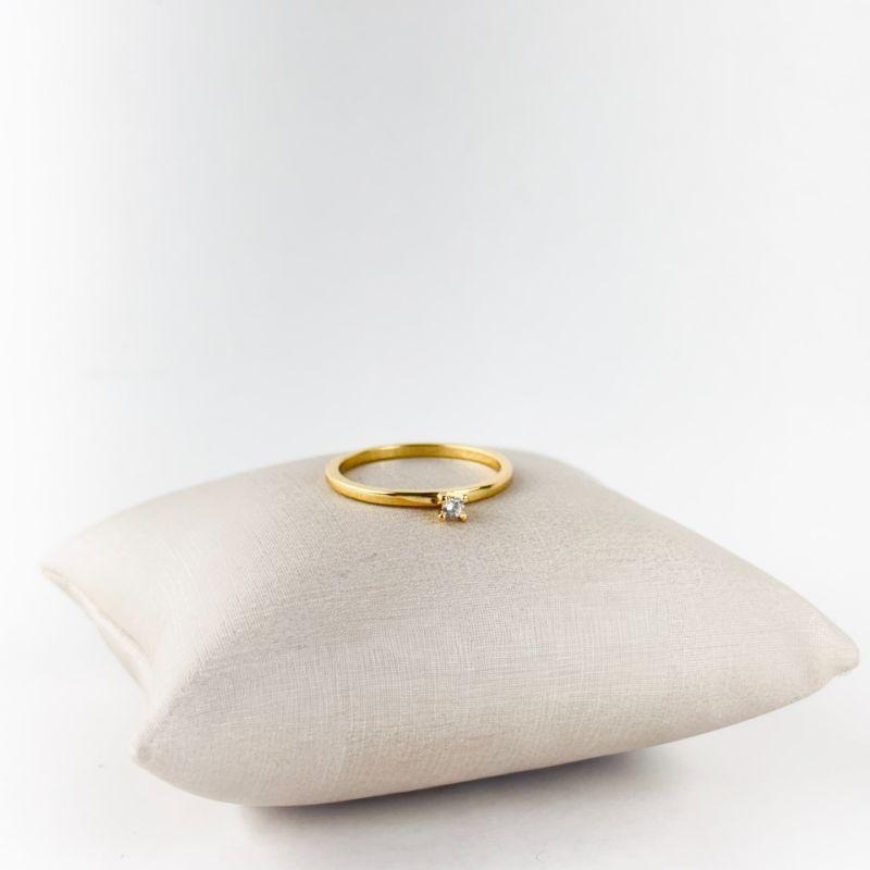 Anel Solitário Folheado a Ouro 18K