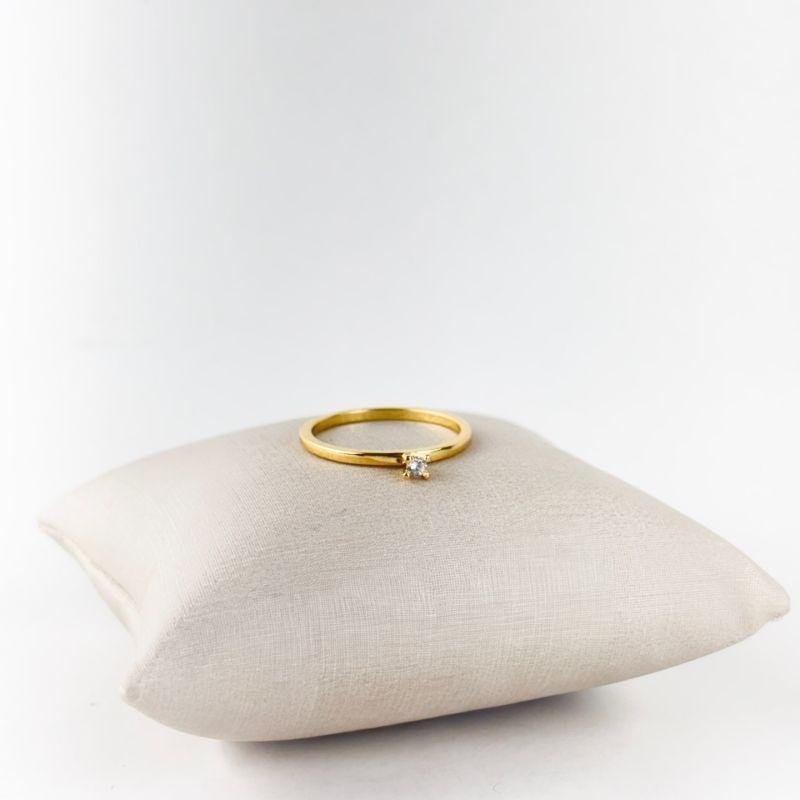 Anel Solitário Folheado a Ouro 18K