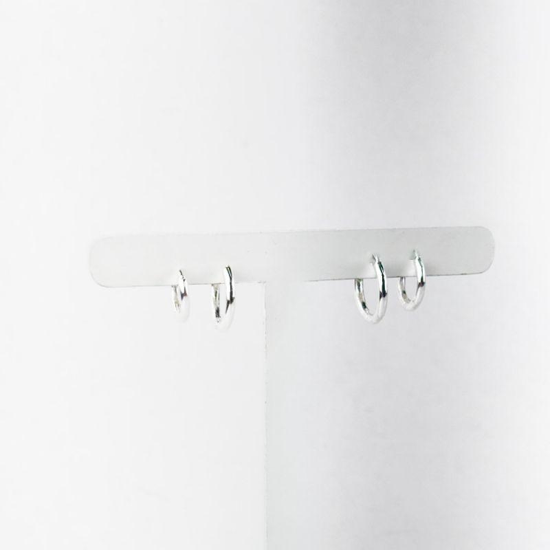 Brinco Duo de Argolinhas Redondas Folheado a Prata