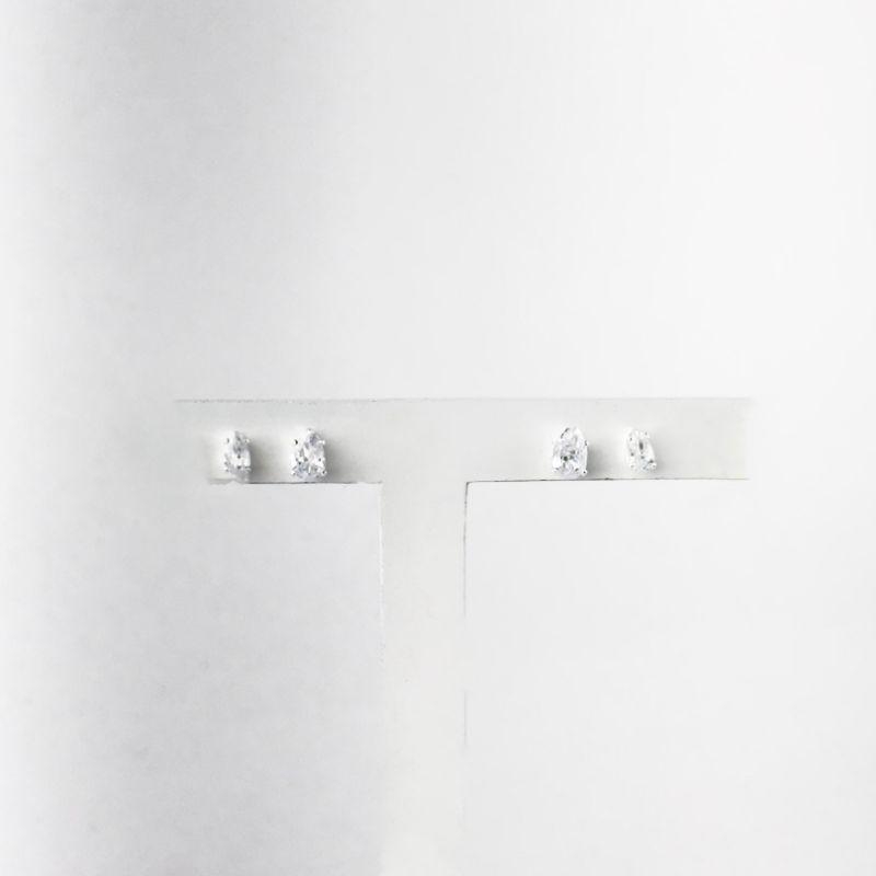 Brinco Duo Ponto de Luz em Gota Folheado a Prata