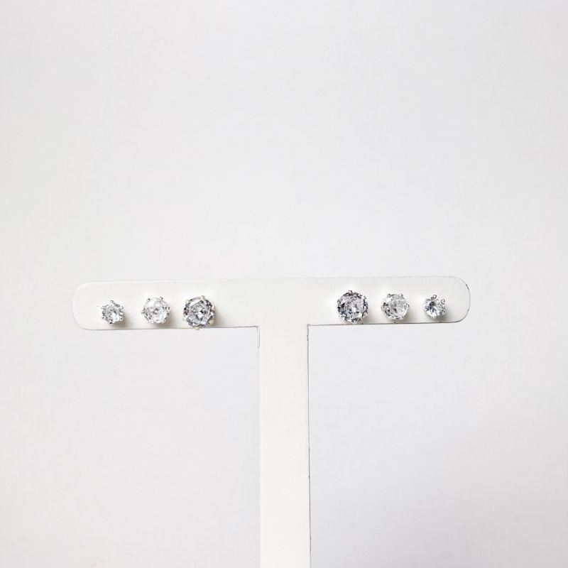 Brinco Trio Ponto de Luz em Gota Folheado a Prata