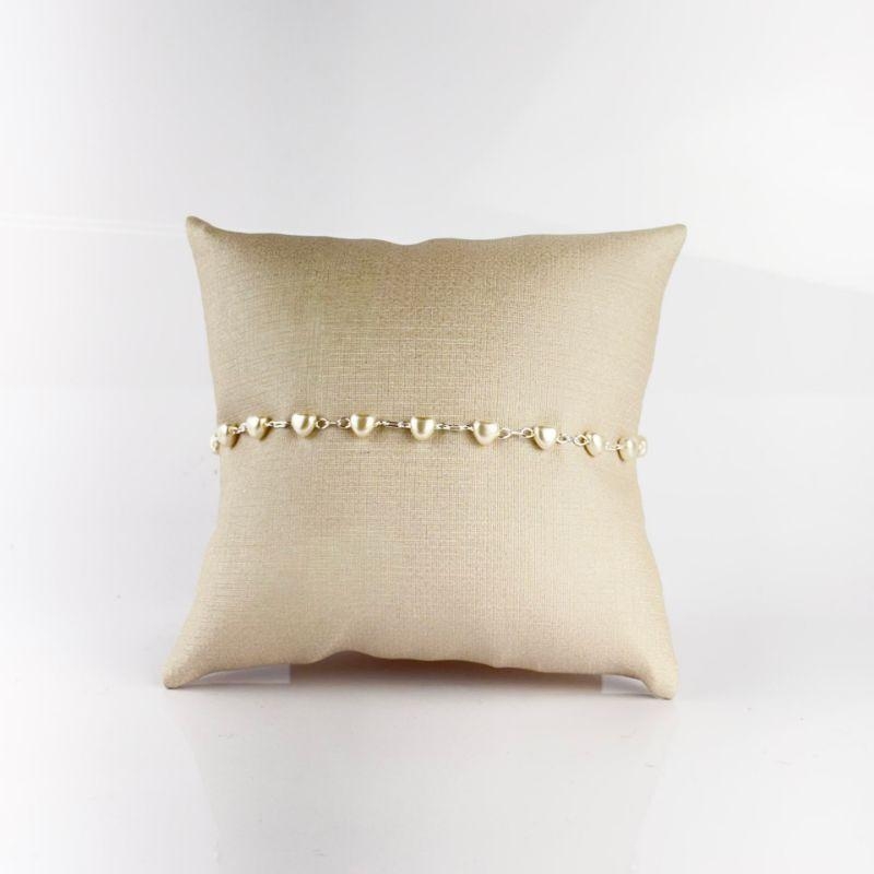 Pulseira de Pérola de Corações Folheada a Prata