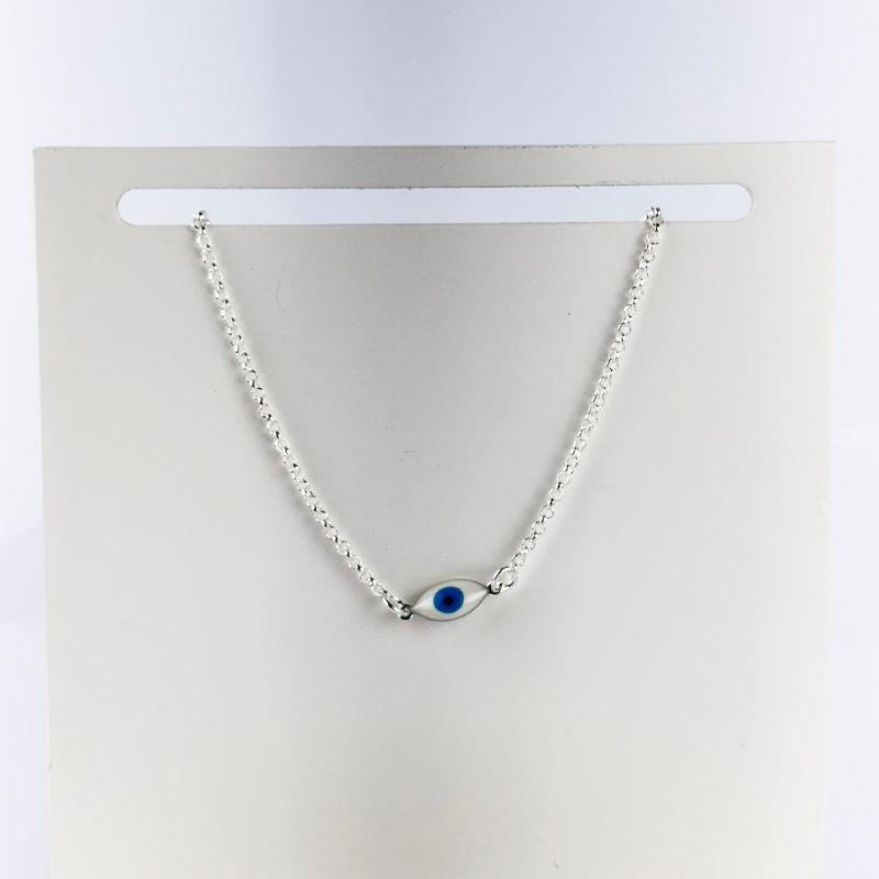 Tornozelera Olho Grego Folheada a Prata