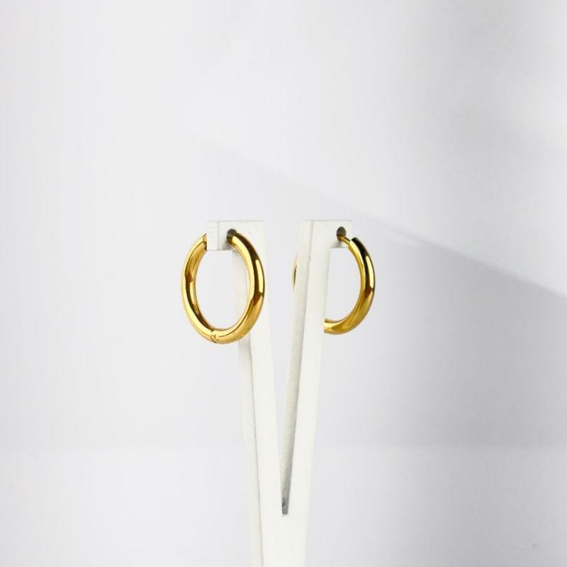 Brinco Argola Lisa  em Aço Inox 316L na Cor Dourada