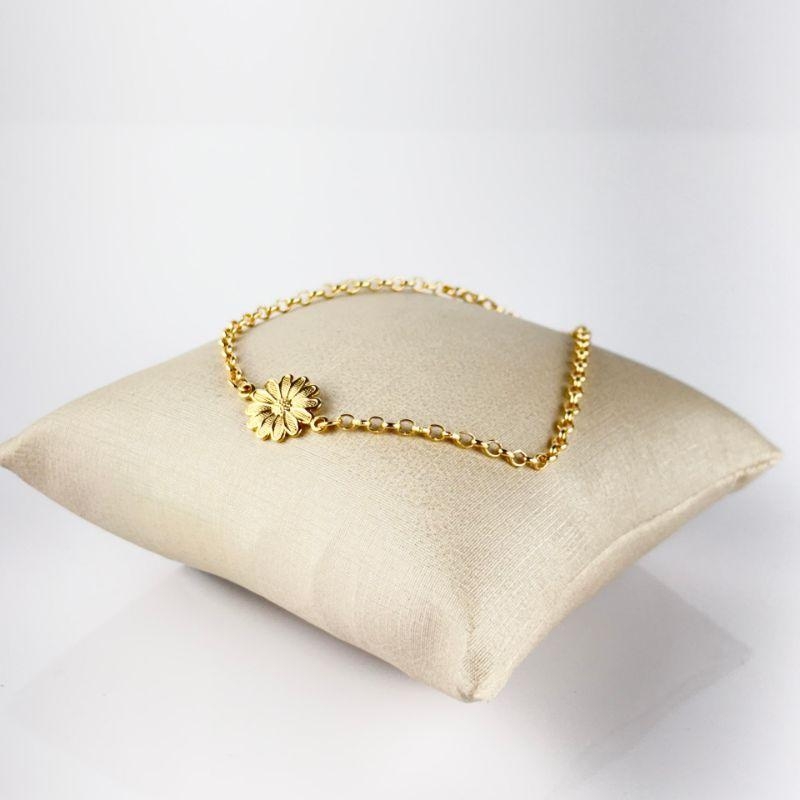 Pulseira Pingente de Girassol Folheada a Ouro 18K