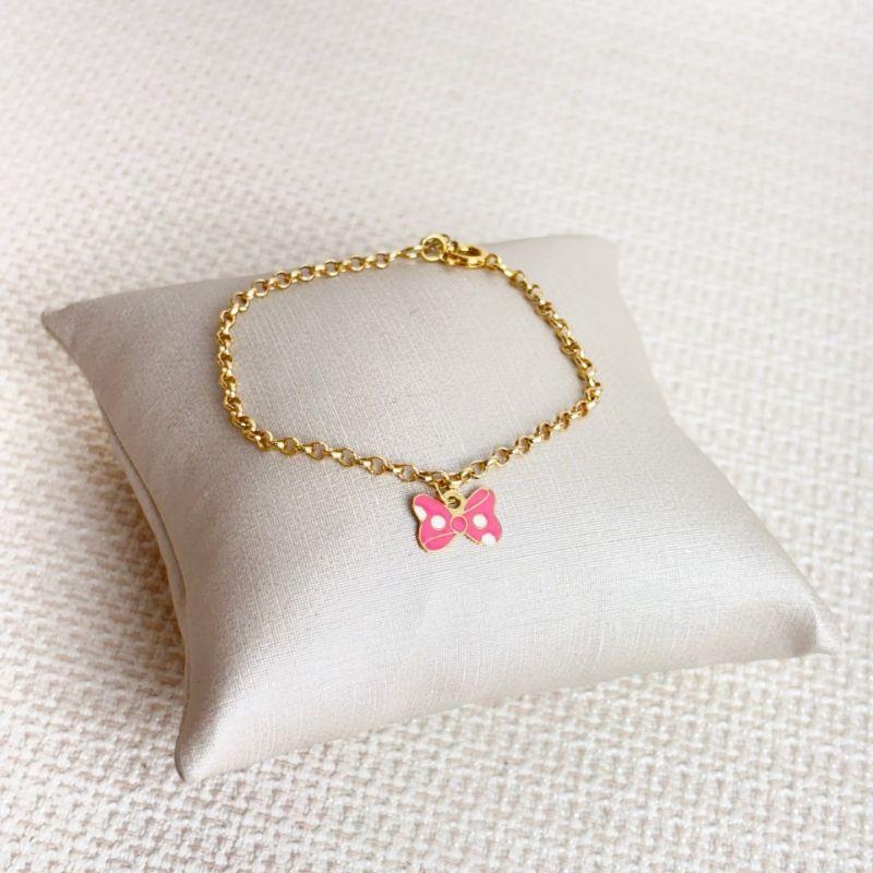 Pulseira Infantil Minnie Folheado a Ouro 18k