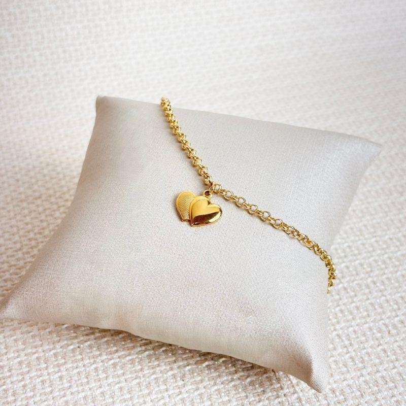 Tornozeleira Corações Folheada a Ouro 18k