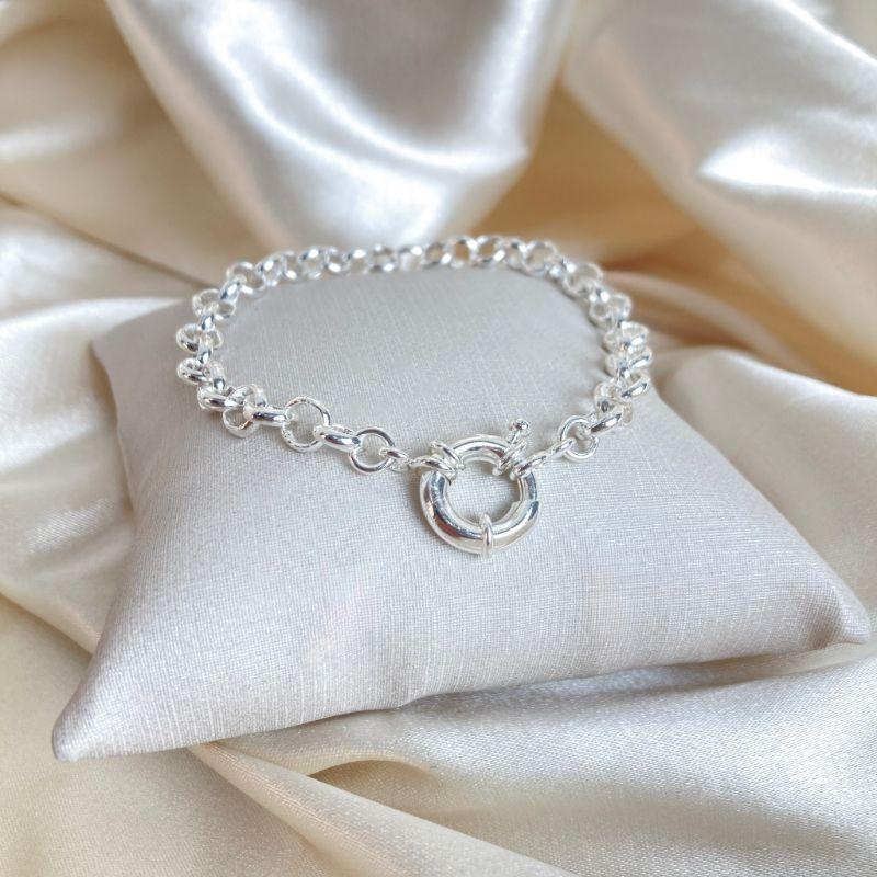 Pulseira Elo Português Fecho Boia Folheada a Prata