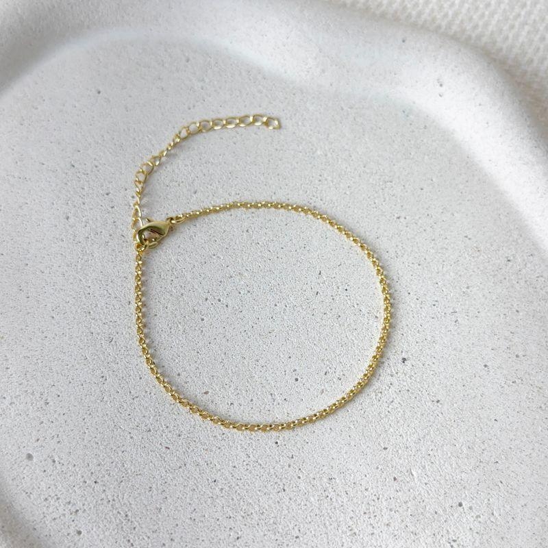 Pulseira Elo Português 1,8mm Folheada a Ouro 18K