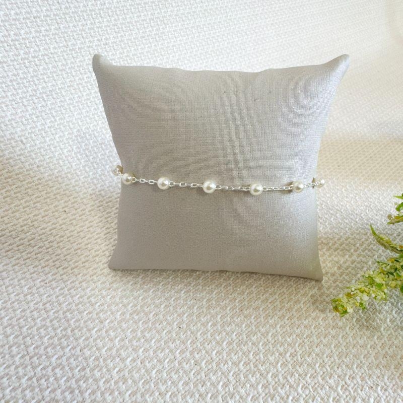 Pulseira em Pérolas Folheada Prata