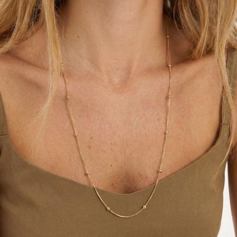 Colar Veneziana com Bolinhas Folheado a Ouro 18k