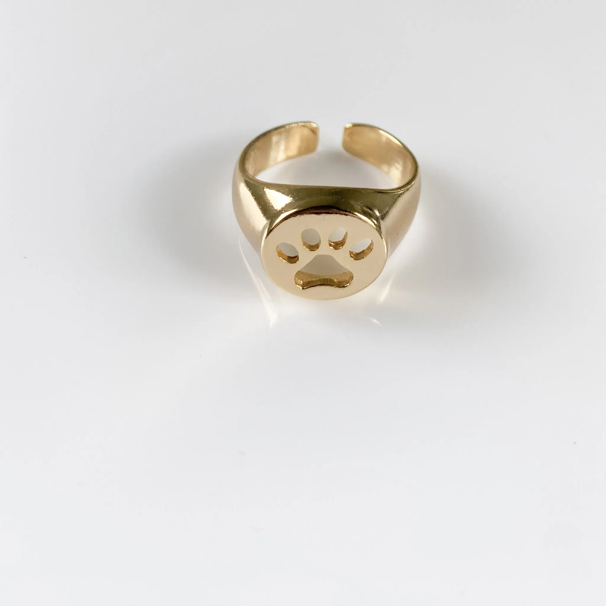 Anel Ajustável Mindinho Patinha de Pet Folheado a Ouro 18k