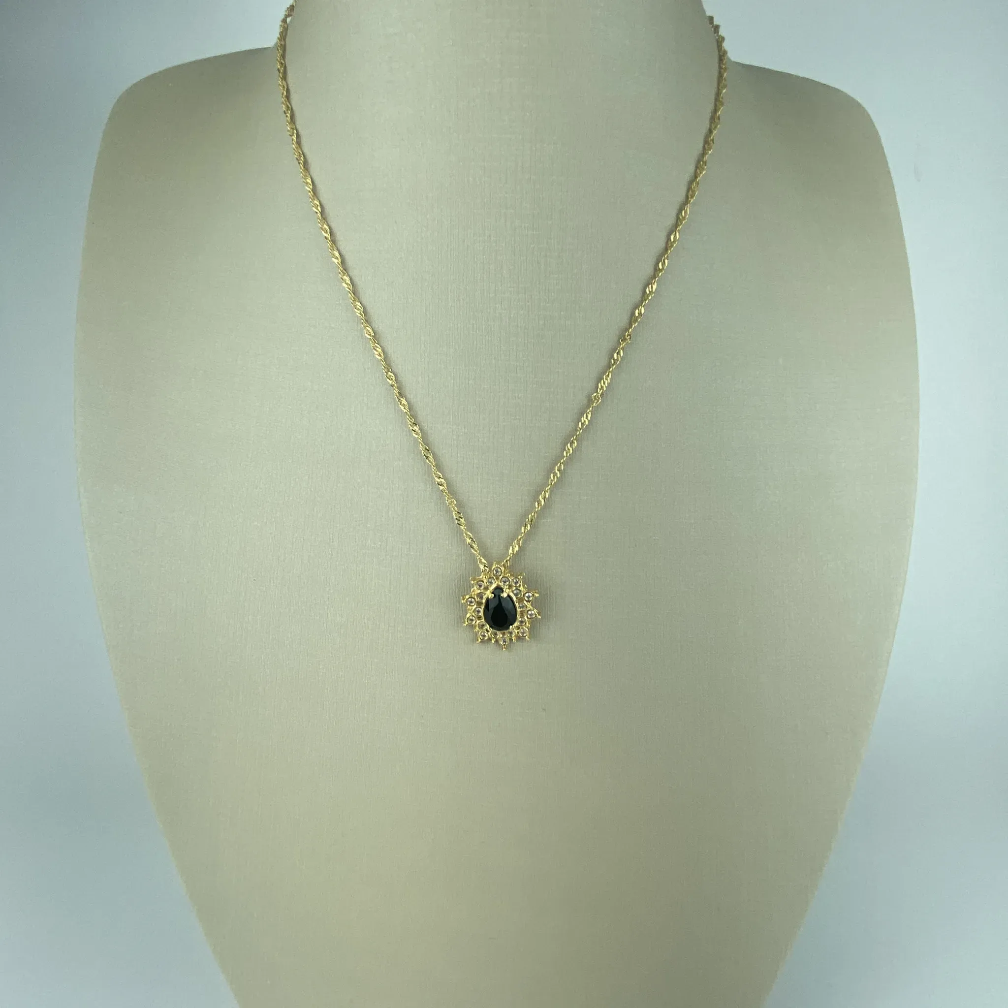 Colar Singapura com Pingente em Zircônia Folheado a Ouro 18k