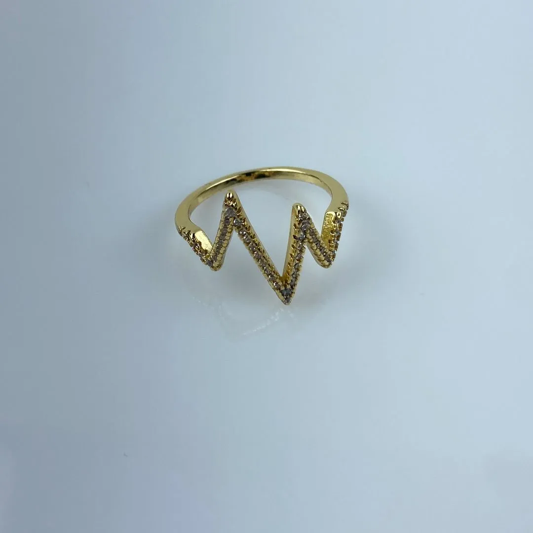 Anel Linha da Vida Cravejada em Zircônias Folheado a Ouro 18k