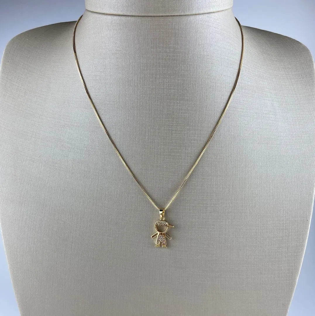 Colar Veneziana com Pingente Menino Folheada a Ouro 18k