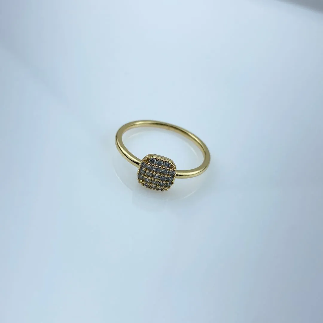 Anel Solitário com Zircônias Folheado a Ouro 18k