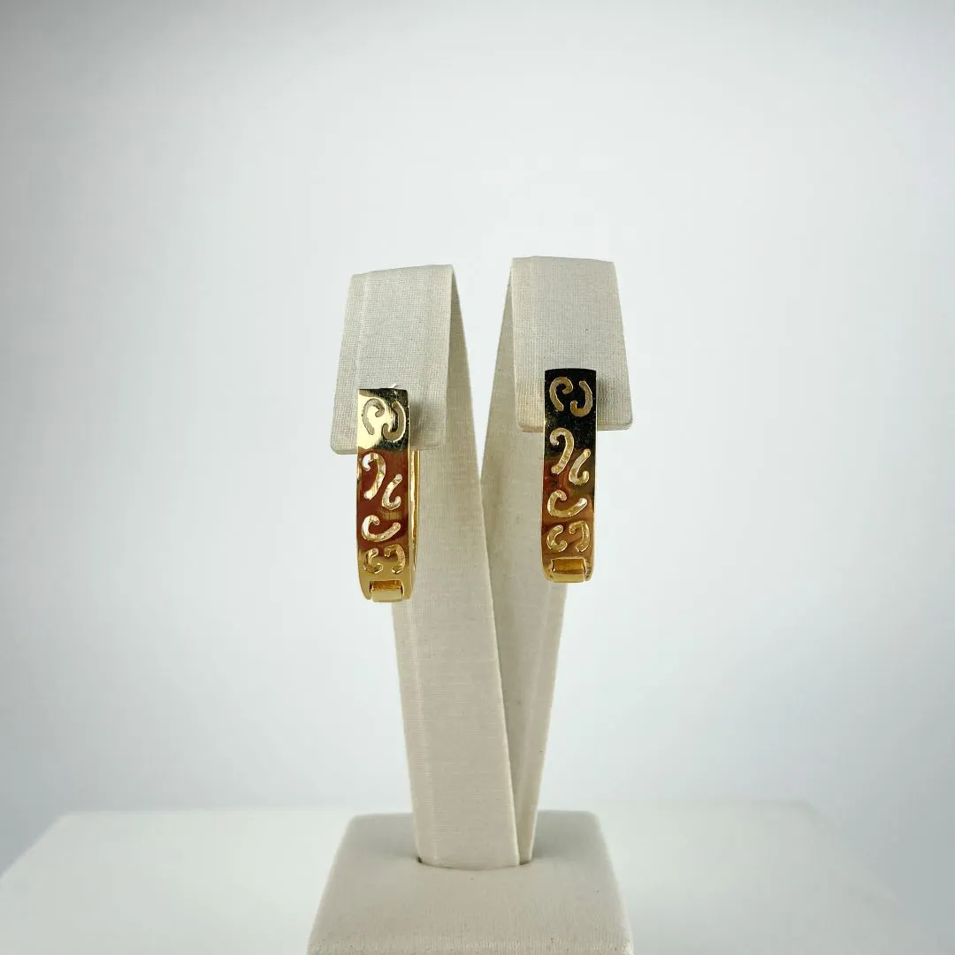 Brinco Argola Navete Folheado a Ouro 18k