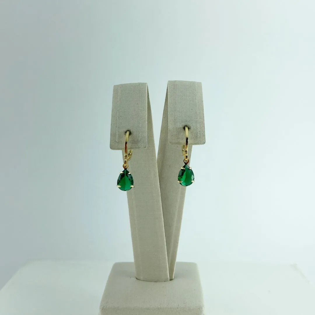 Brinco Argolinha com Gota em Zircônia Folheado a Ouro 18k