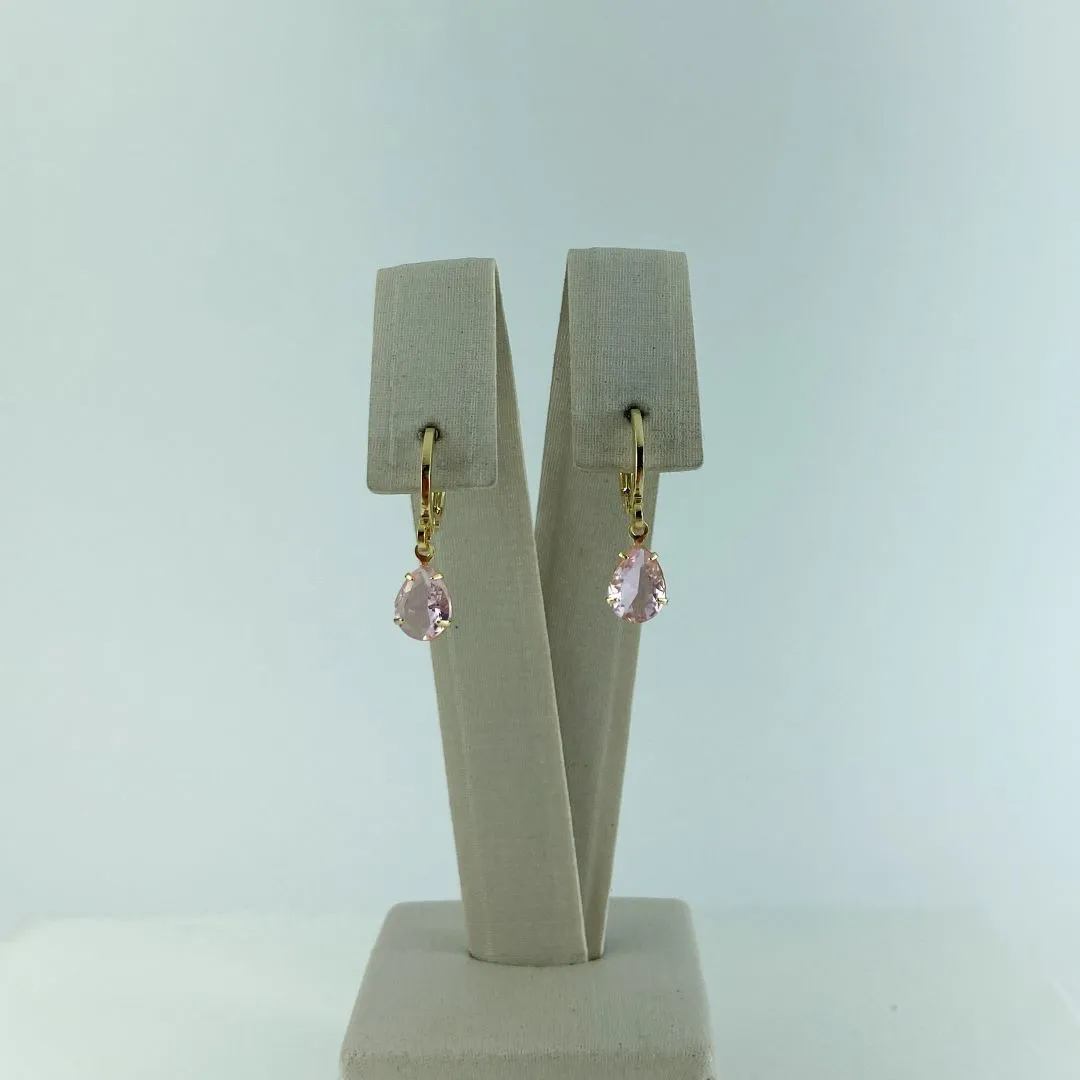 Brinco Argolinha com Gota em Zircônia Folheado a Ouro 18k