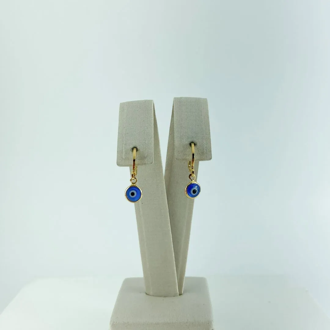Brinco Argolinha Olho Grego Folheado a Ouro 18k