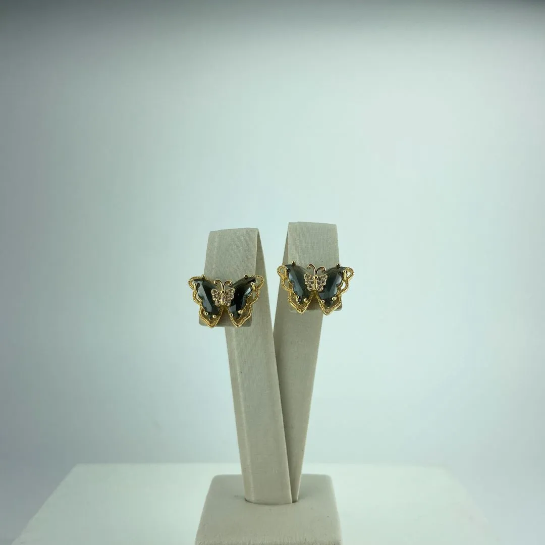 Brinco Design Borboleta Folheado a Ouro 18k