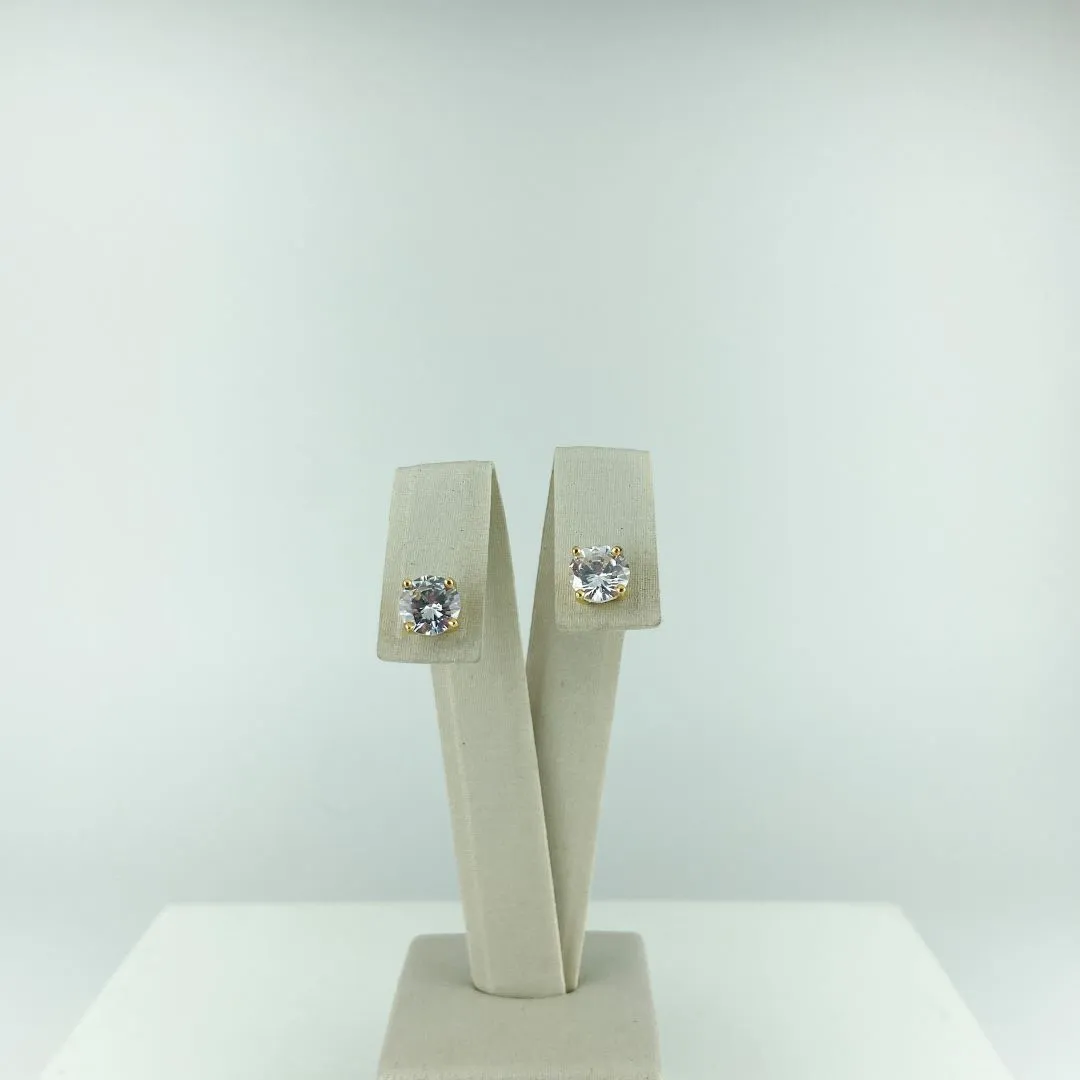 Brinco Solitário com Zircônia Folheado a Ouro 18k