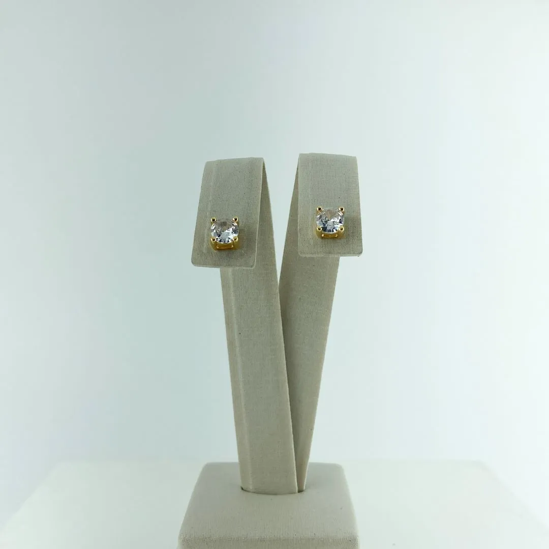 Brinco Solitário com Zircônia Folheado a Ouro 18k