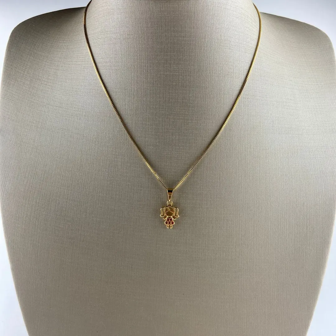 Colar Veneziana com Pingente Menina Folheada a Ouro 18k