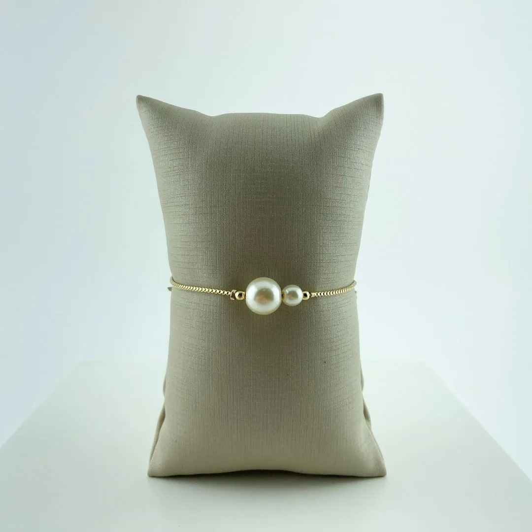 Pulseira Veneziana Fecho Regulável com Pérolas Folheado a Ouro 18k