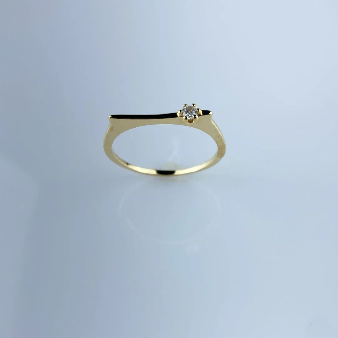 Anel Aro Fino com Zircônia Folheada a Ouro 18k