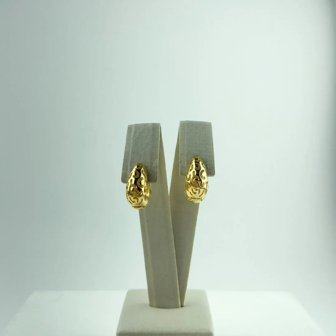 Brinco Argola Desenhada Folheado a Ouro 18k