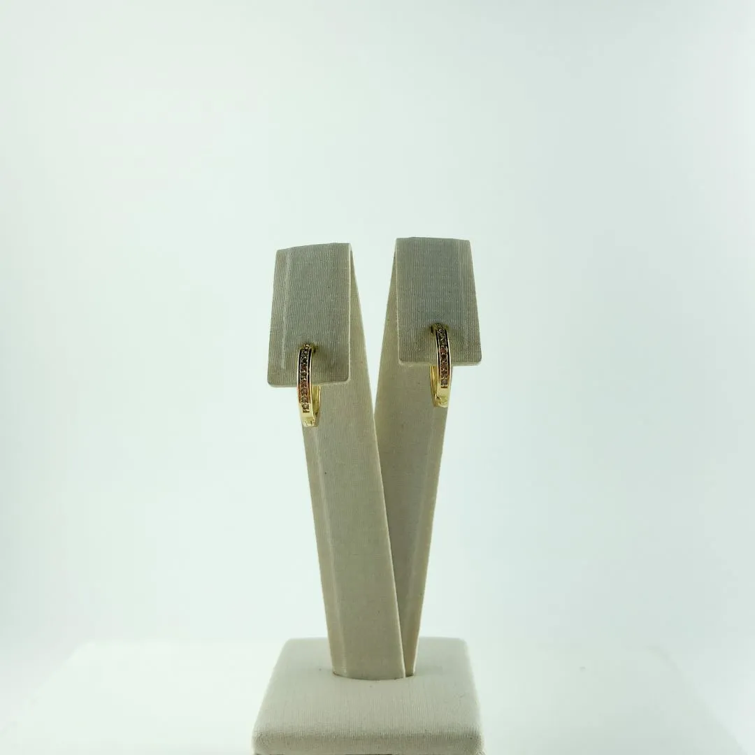 Brinco Argolinha Cravejada Zircônia Folheado a Ouro 18k