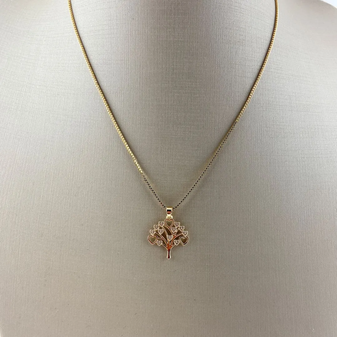Colar Veneziana com Pingente Árvore de Vida Folheada a Ouro 18k