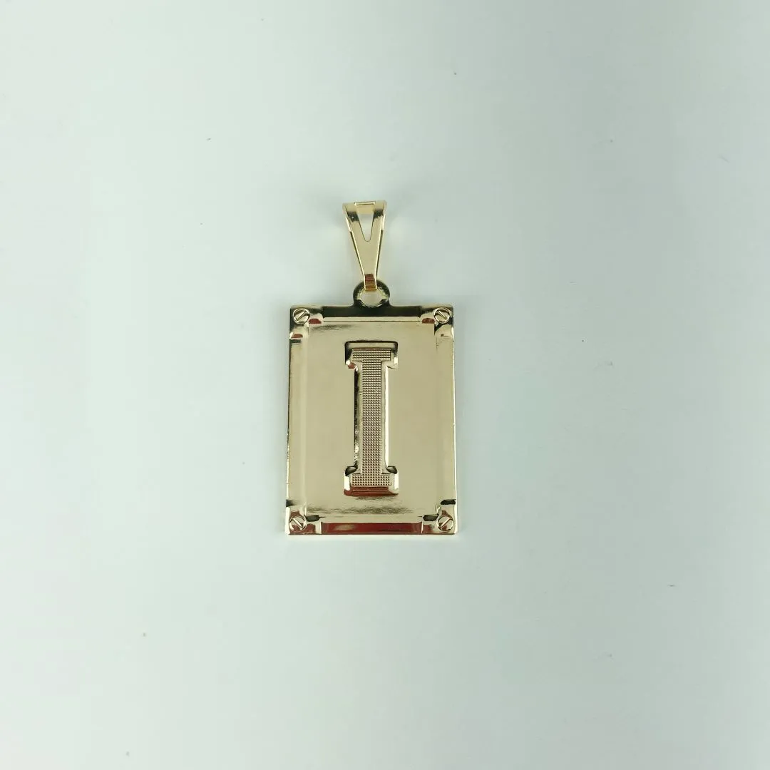 Pingente Placa Letra I Folheado a OUro 18k