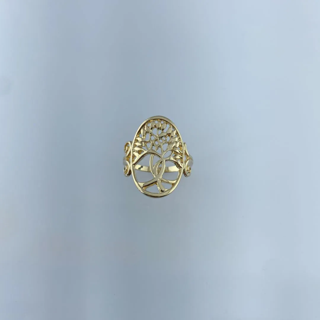 Anel Árvore da Vida Folheado a Ouro 18k