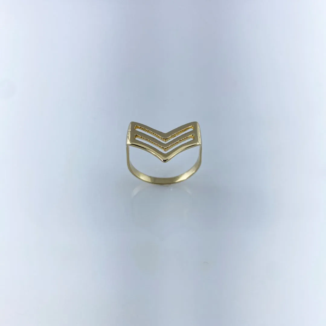 Anel Design V Triplo Folheado a Ouro 18k