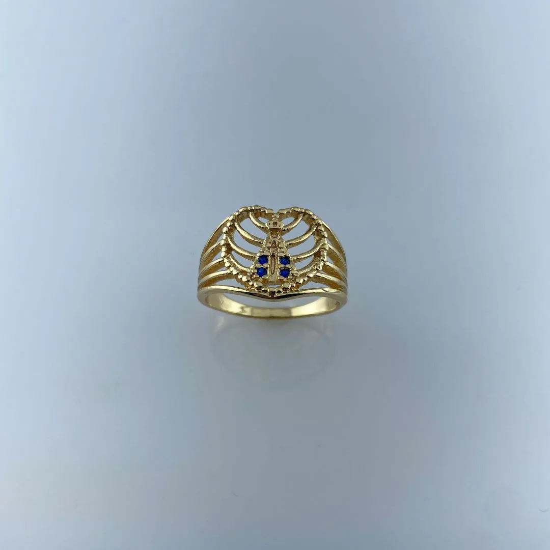 Anel N.Sra. Aparecida com Manto em Zircônia Folheado a Ouro 18k