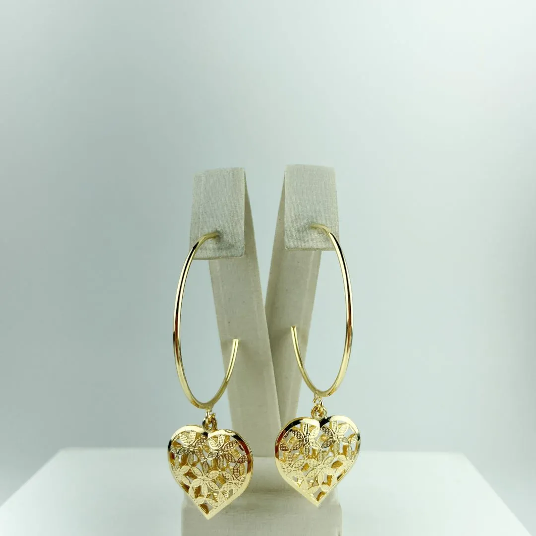 Brinco de Coração Folheado a Ouro 18k