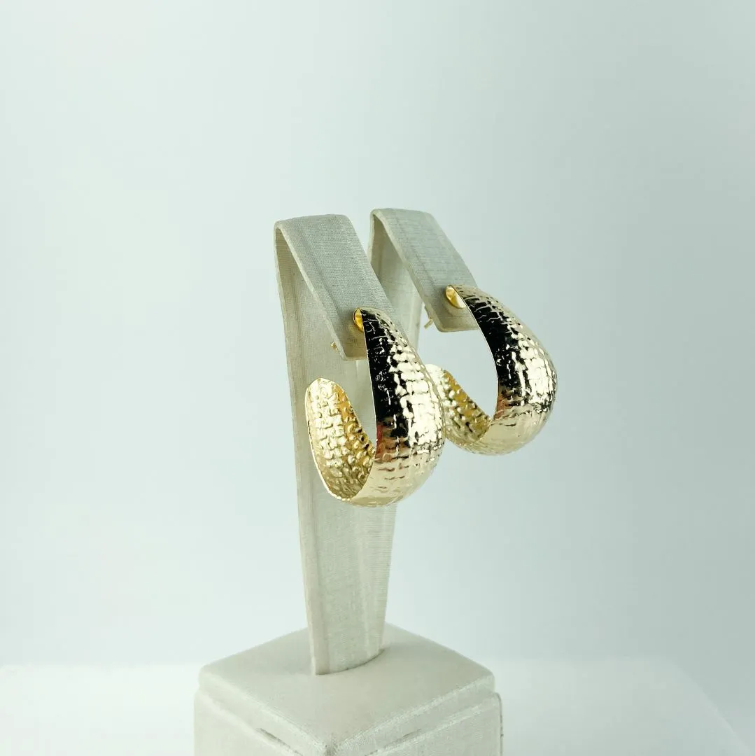 Brinco Argola Martelada Folheado a Ouro 18k