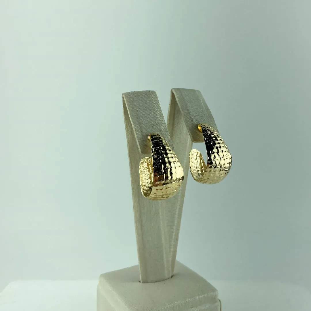 Brinco Argola Martelada Folheado a Ouro 18k